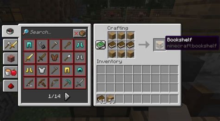 How do you make a bookshelf in minecraft