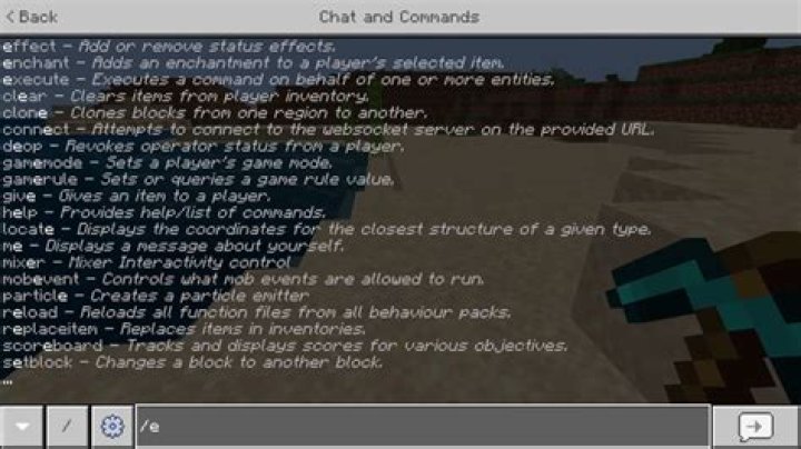 How do you use commands in minecraft pe