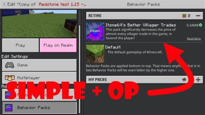 How to activate behavior packs in minecraft pe