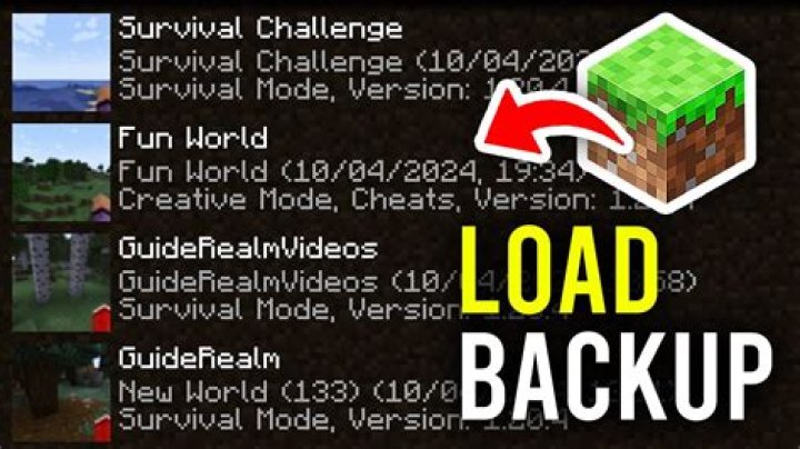 How to load a backup world in minecraft